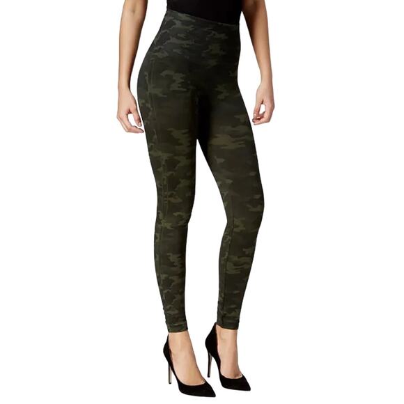 Spanx Look At Me Now Seamless Leggings High Waisted Pull On Camo Green Medium - Picture 1 of 5